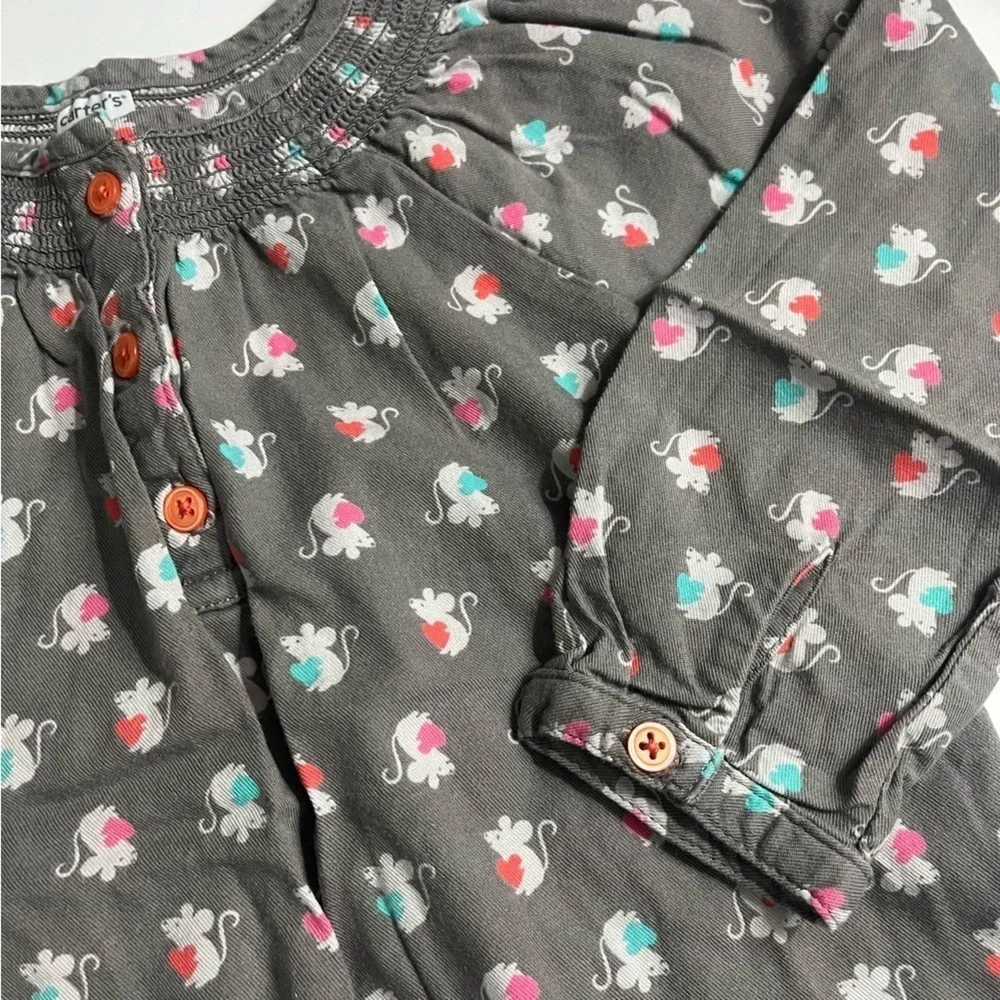 Carters • Grey Mouse with Hearts Dress